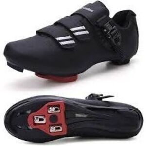 Kyedoo Size 46 Indoor Cycling Shoes Black With Delta Cleats Workout Gym Spin